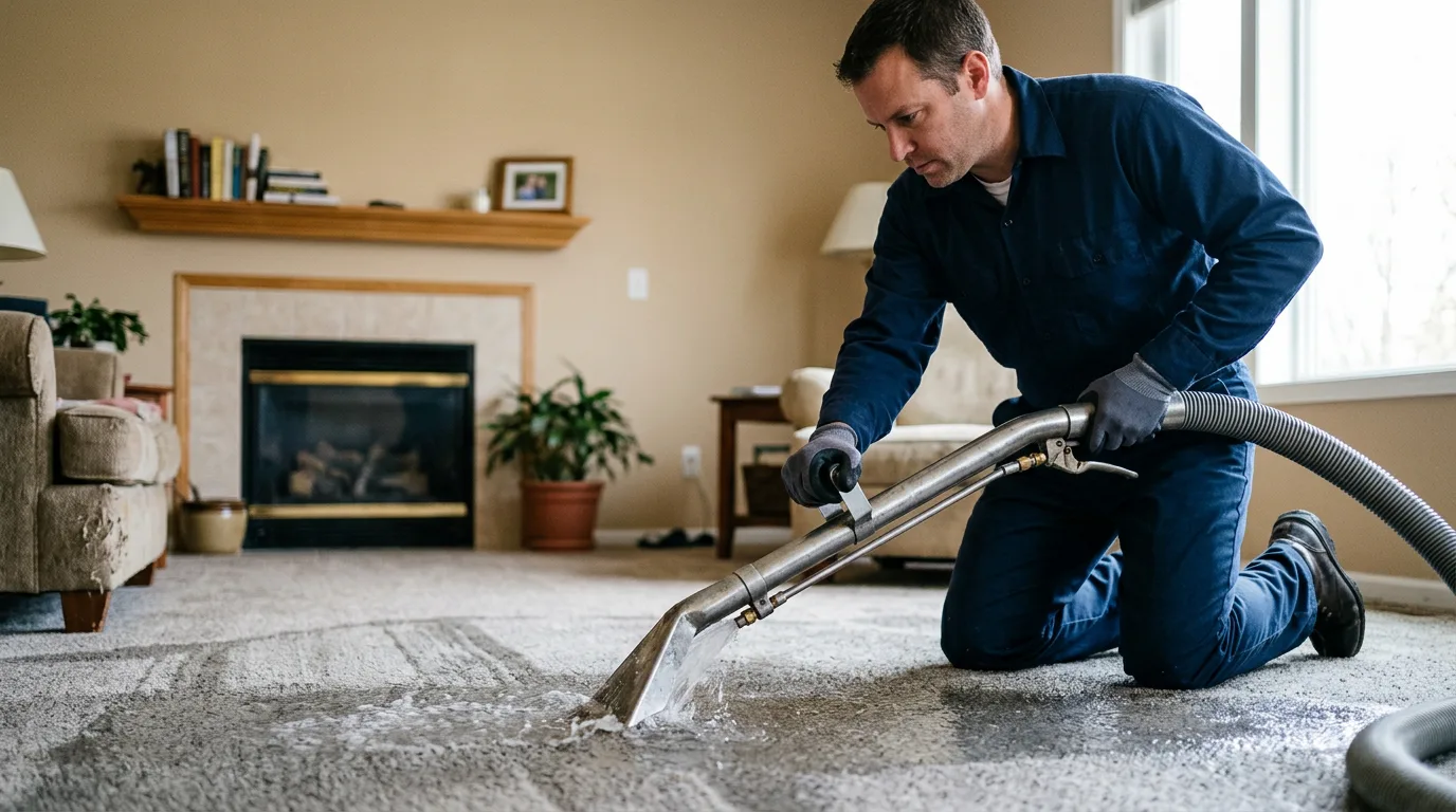 Water damage restoration technician working near Canton, OK
